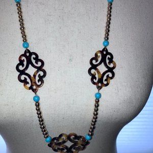 Tortoiseshell and Turquoise Necklace with matching Earrings